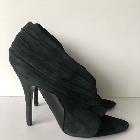 ALEXANDER WANG MAJA PUMPS BLACK SUEDE DRAPED HEEL - Picture 4 of 8